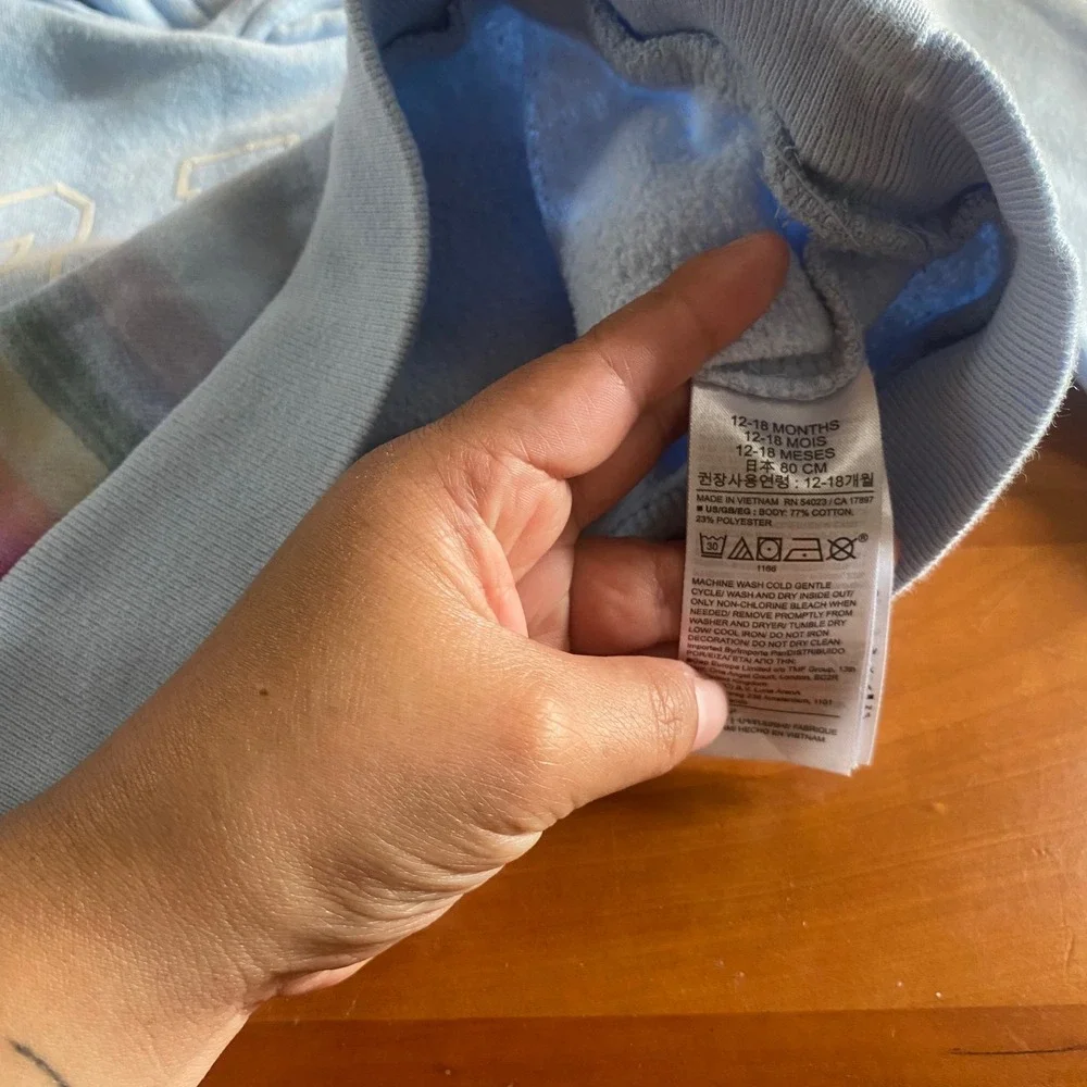 Gap‎ Hoodie Kids Blue Rainbow Graphic Pullover Fleece SIZE 12-18 Months